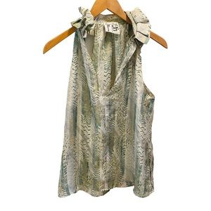 Geren Ford for Barney’s Green Printed Sleeveless Silk Blouse